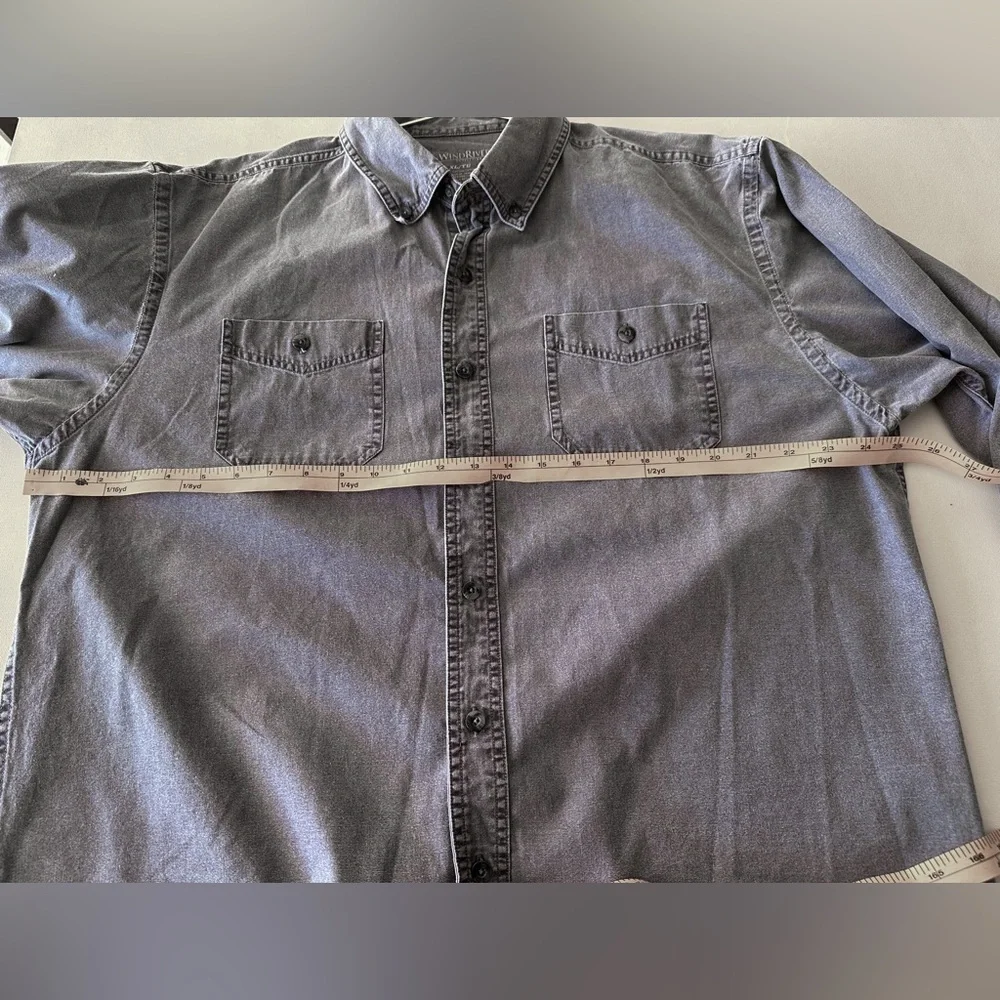 Windriver Denim Collared Button Down Shirt - Purplish Grey - Size XL - Picture 7 of 8